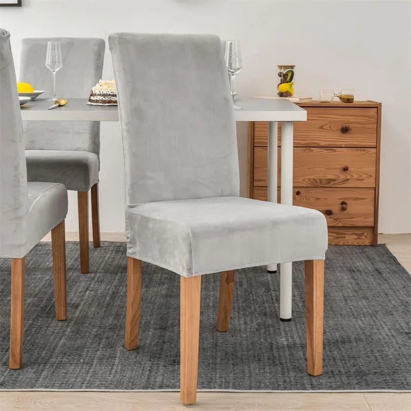 Capa de Cadeira Jantar Suede Premium Impermeável Cinza Lenogue 1 Capa