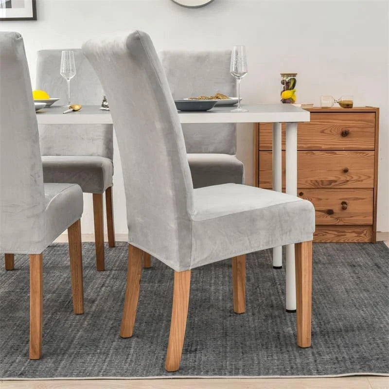 Capa de Cadeira Jantar Suede Premium Impermeável Cinza Lenogue