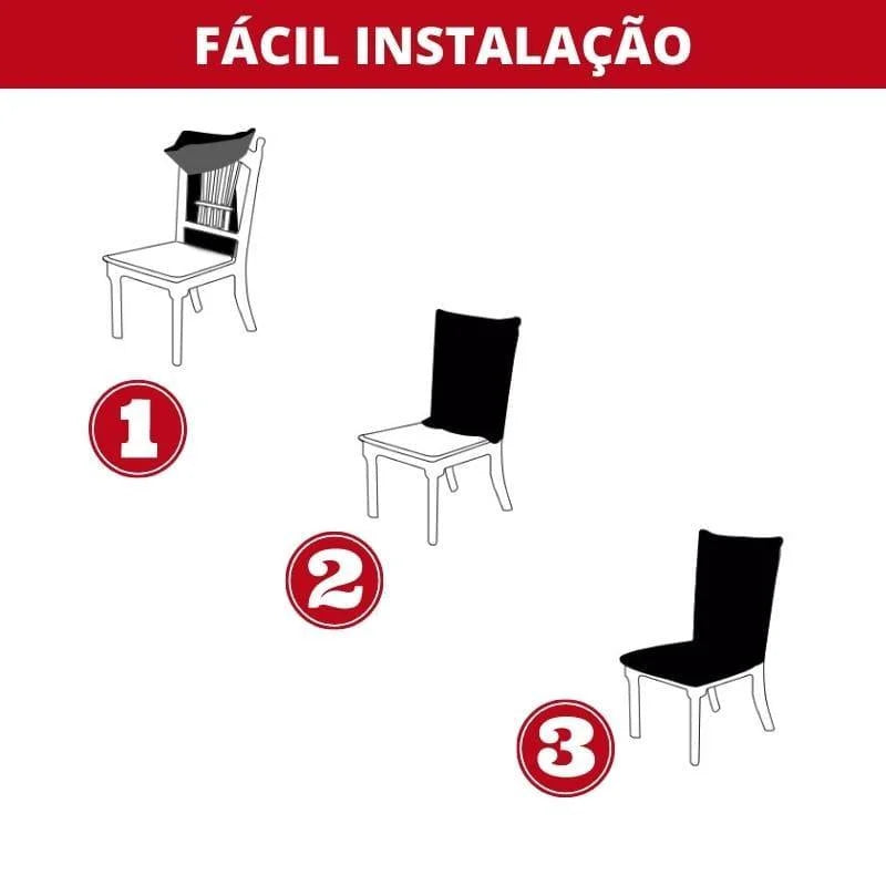 Capa de Cadeira Jantar Suede Premium Impermeável Cinza Lenogue