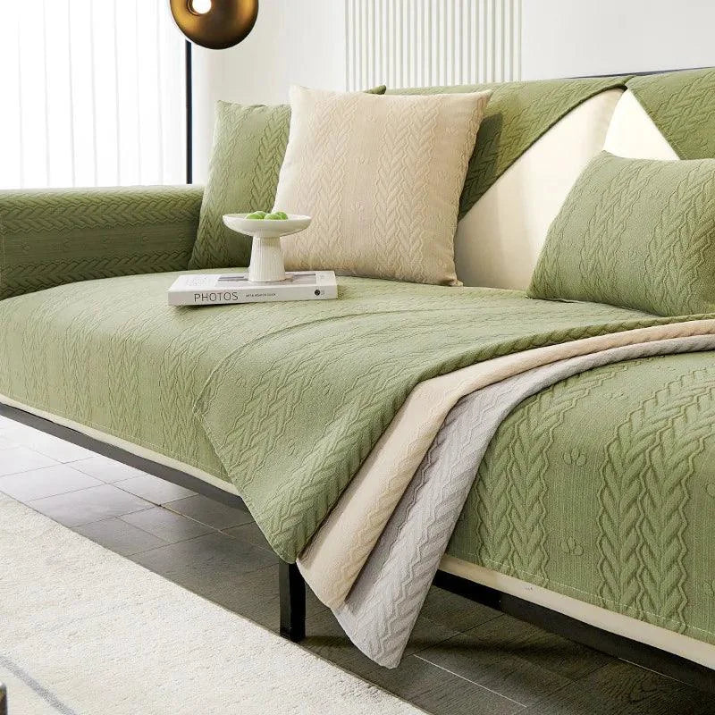 Capa de Sofá Chenille Antiderrapante Impermeável Bege Lenogue