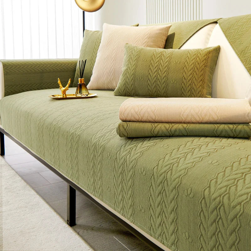 Capa de Sofá Chenille Antiderrapante Impermeável Bege Lenogue