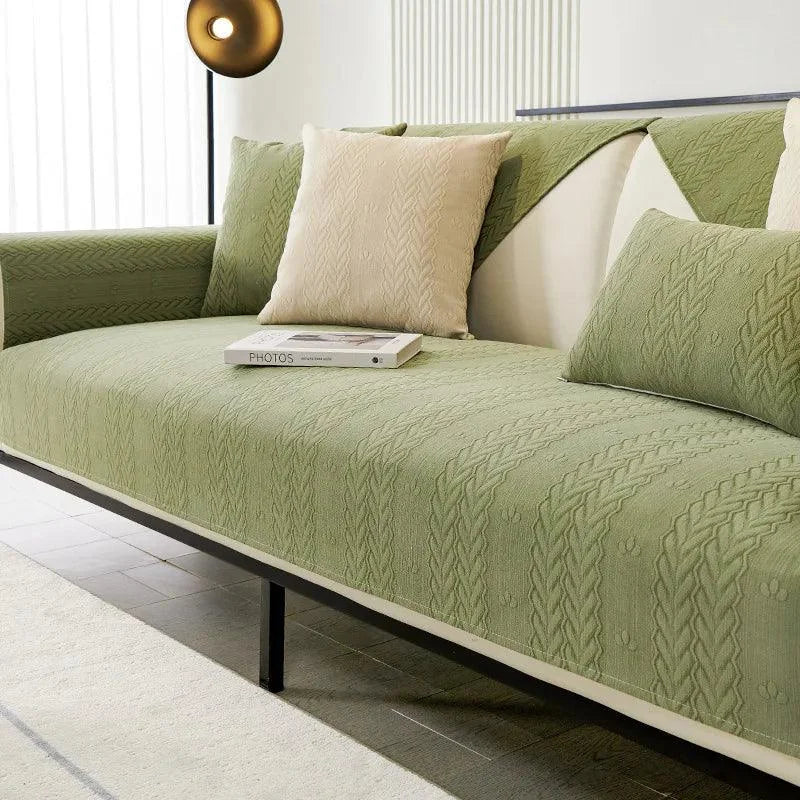 Capa de Sofá Chenille Antiderrapante Impermeável Verde Lenogue