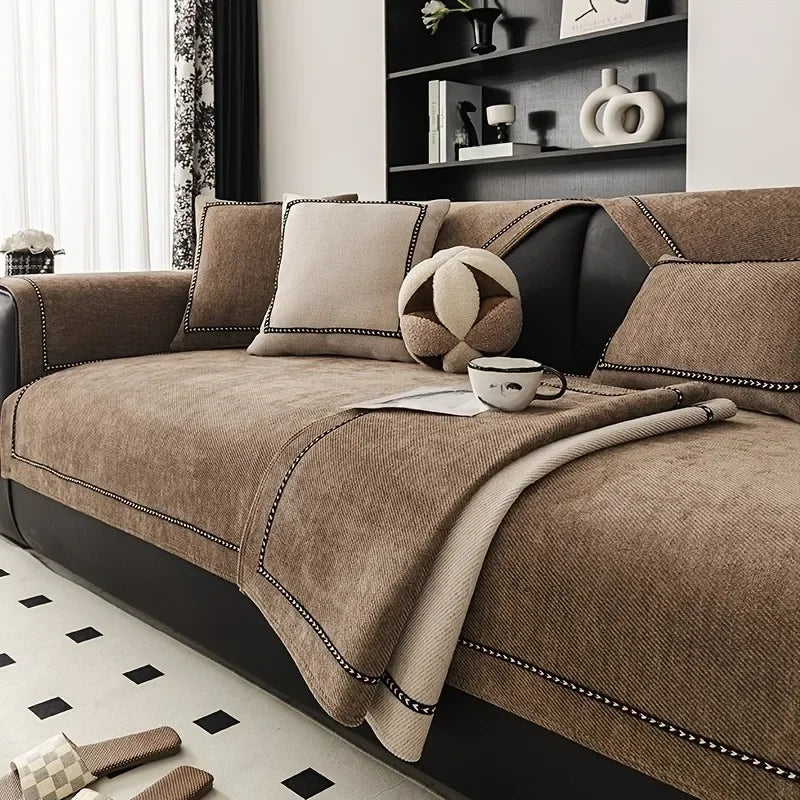 Capa de Sofá Chenille Antiderrapante Pet Friendly para Sala Lenogue