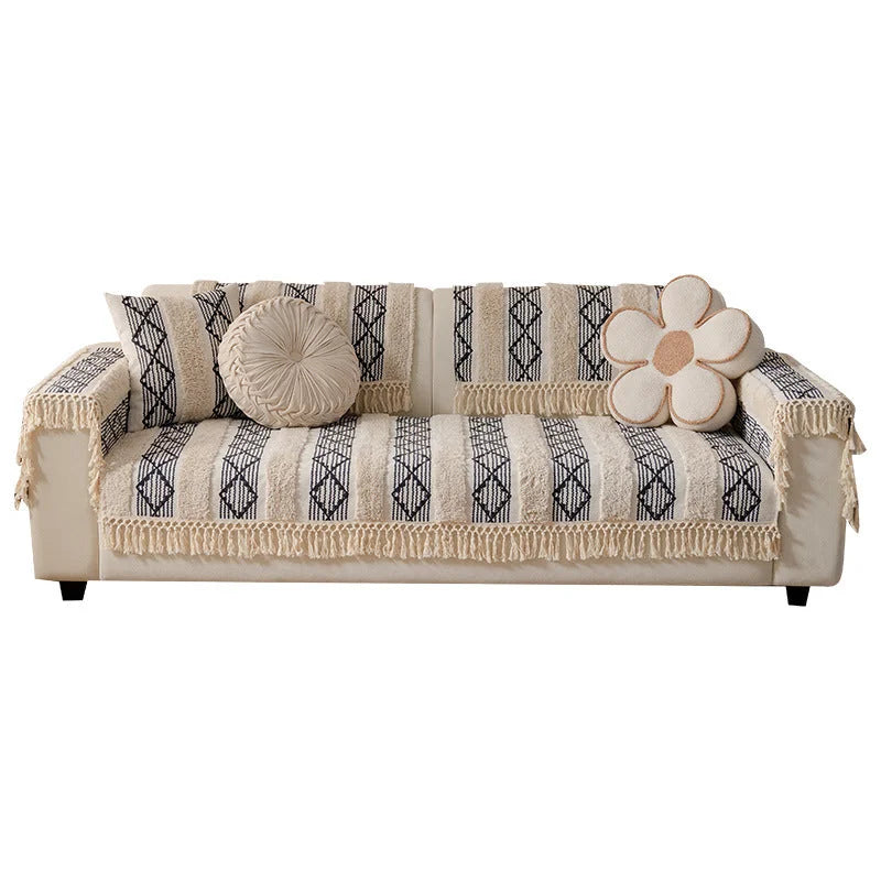 Capa de Sofá Estilo Boho em Algodão e Linho com Design 3d Lenogue