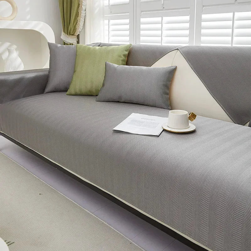 Capa de Sofá Seda Ice Cinza Escuro com Base Antiderrapante e Matelassê Lenogue / 70 x 70cm