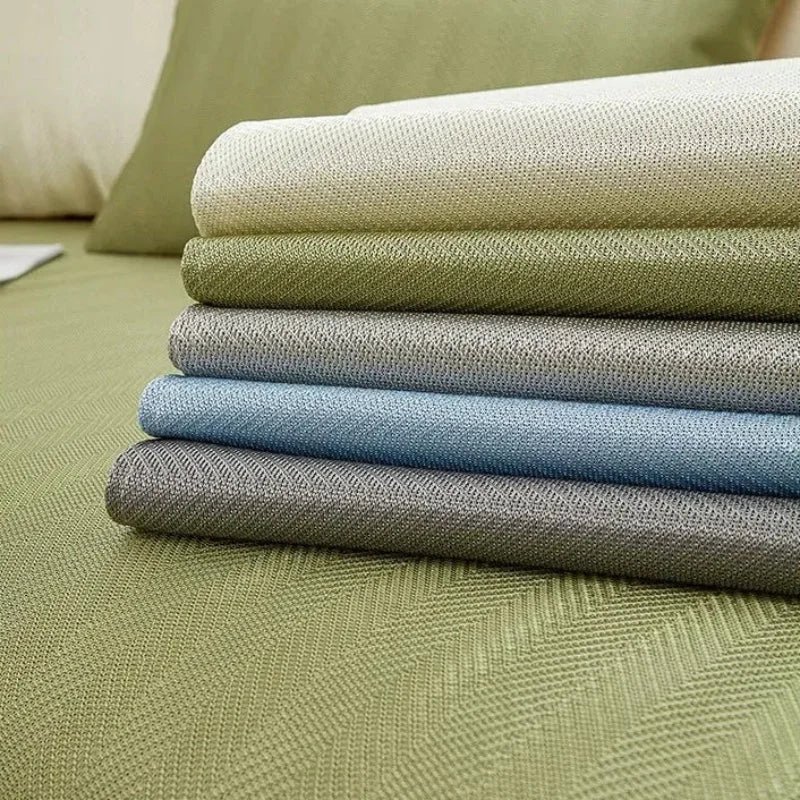 Capa de Sofá Seda Ice Verde com Base Antiderrapante e Matelassê Lenogue