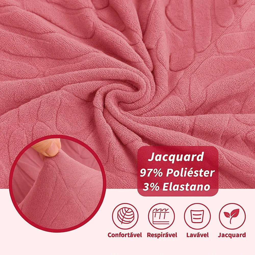 Capa para Cadeira de Jantar Jacquard Premium Rosa Decoração Lenogue