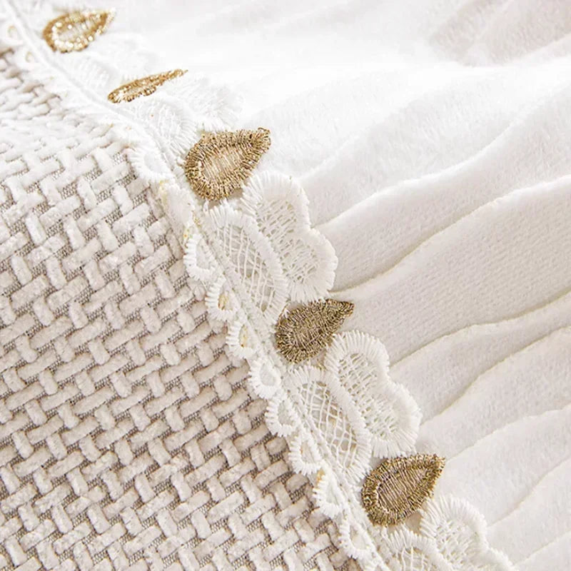 Capa para Sofá Chenille Antiderrapante com Acabamento Elegante Marrom Claro Lenogue