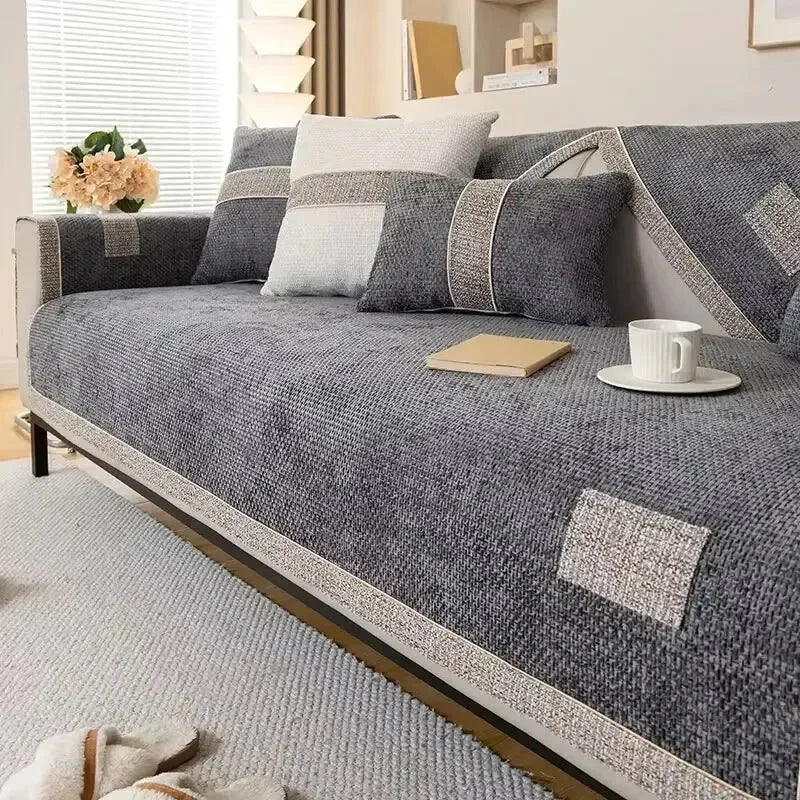 Capa para Sofá em Chenille Antiderrapante Proteção Azul Lenogue / 70x70cm