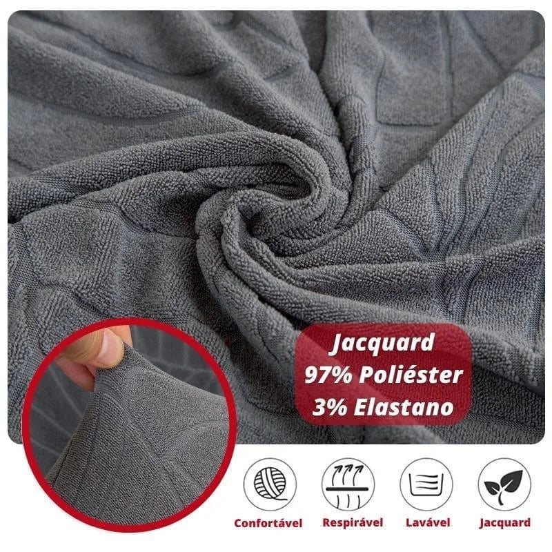 Capa para Sofá Jacquard Antiderrapante e Impermeável Bege Lenogue