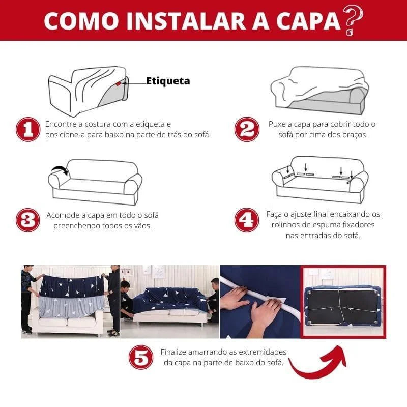 Capa para Sofá Jacquard Antiderrapante e Impermeável Cinza Lenogue