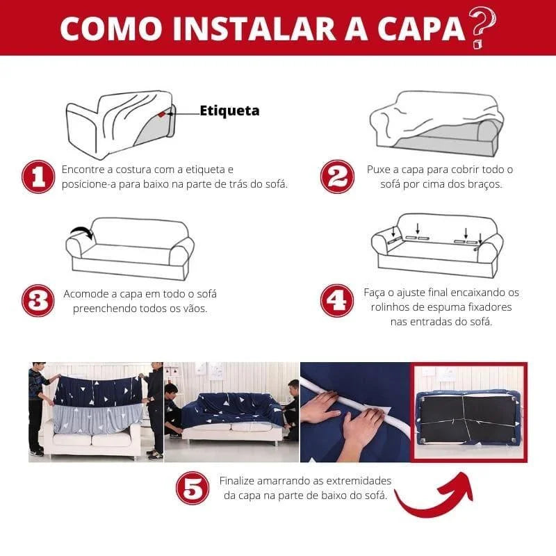 Capa para Sofá Jacquard Creme Impermeável Sala Lenogue