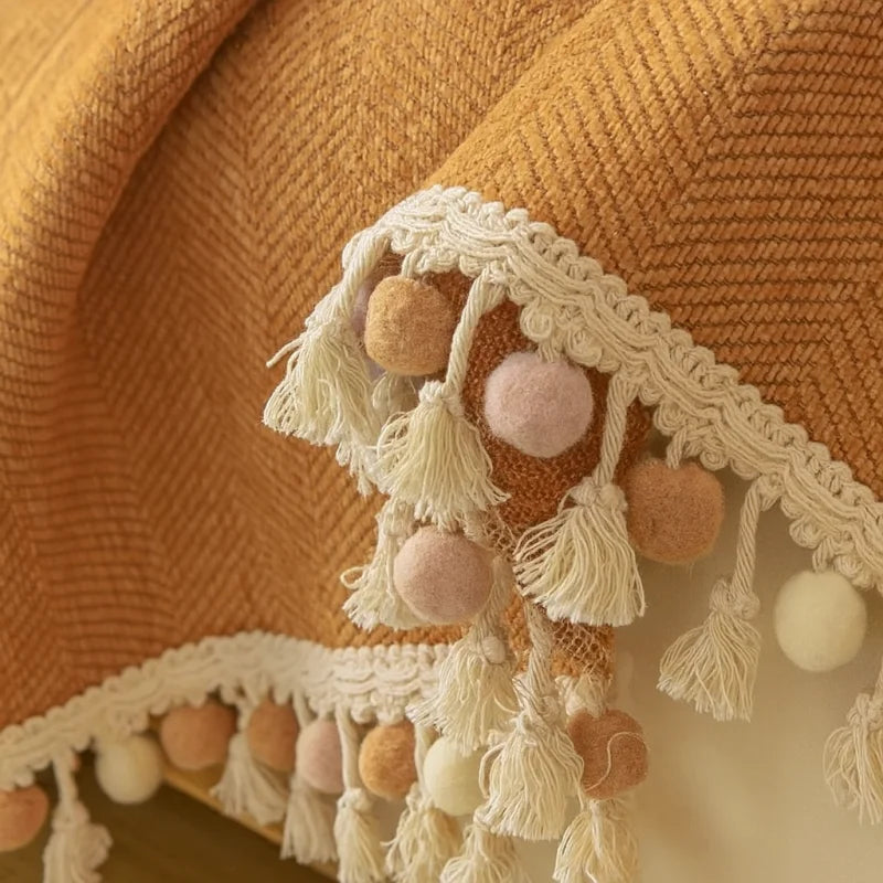 Capa para Sofá Laranja Chenille Chevron Universal com Cobertura Total Lenogue