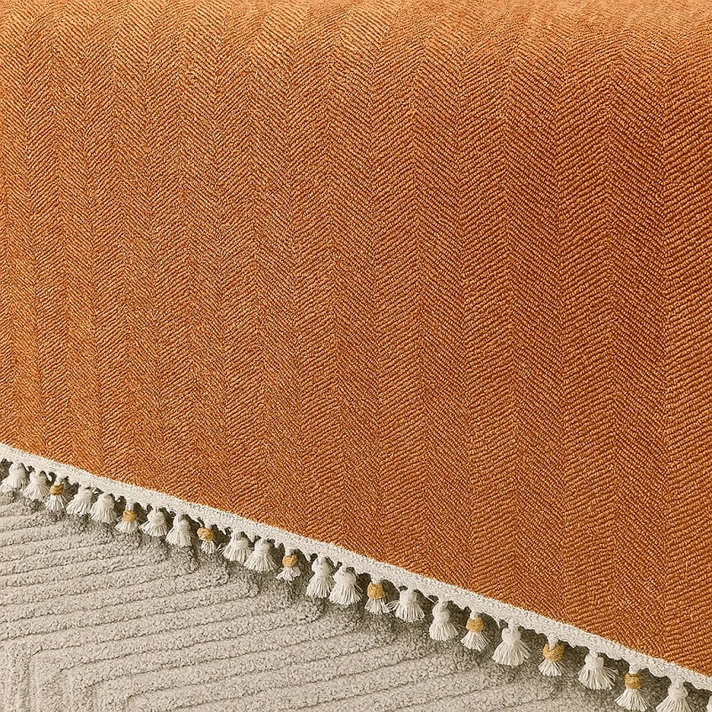 Capa para Sofá Laranja Chenille Chevron Universal com Cobertura Total Lenogue
