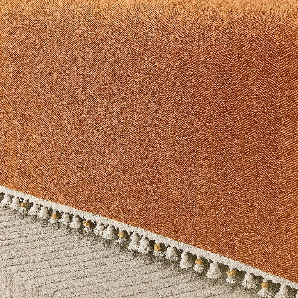 Capa para Sofá Laranja Chenille Chevron Universal com Cobertura Total Lenogue
