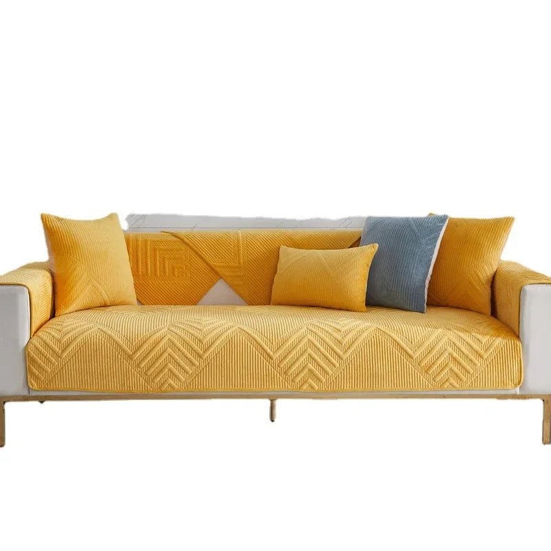Capa para Sofá Plush Acolchoada Antiderrapante Impermeável Amarelo Lenogue