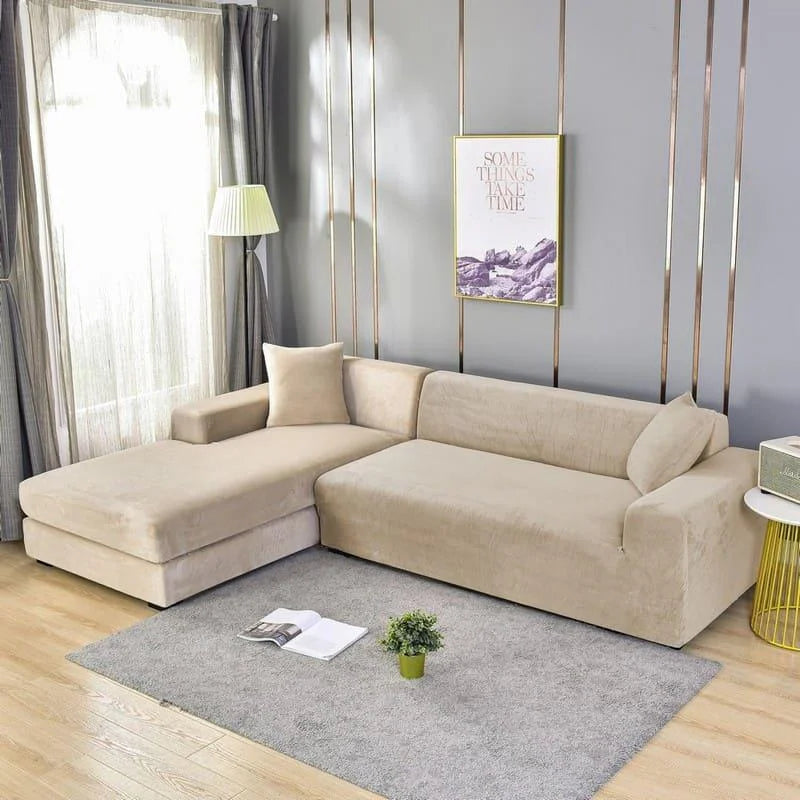 Capa para Sofá Suede Bege Impermeável Sala Lenogue
