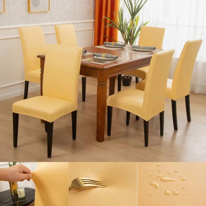 Capas para Cadeiras de Jantar Couro Pu Impermeáveis Lenogue Amarelo / 1 Unidade