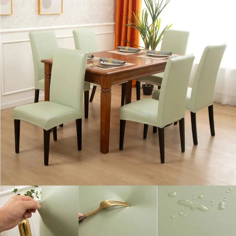 Capas para Cadeiras de Jantar Couro Pu Impermeáveis Lenogue Café Moca / 1 Unidade