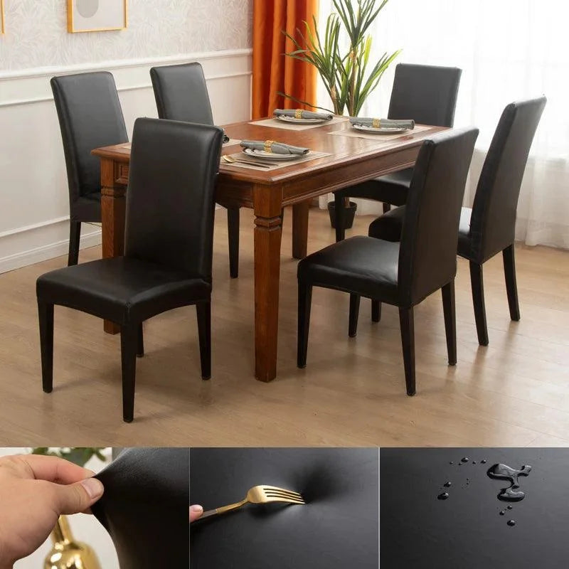 Capas para Cadeiras de Jantar Couro Pu Impermeáveis Lenogue Preto / 1 Unidade