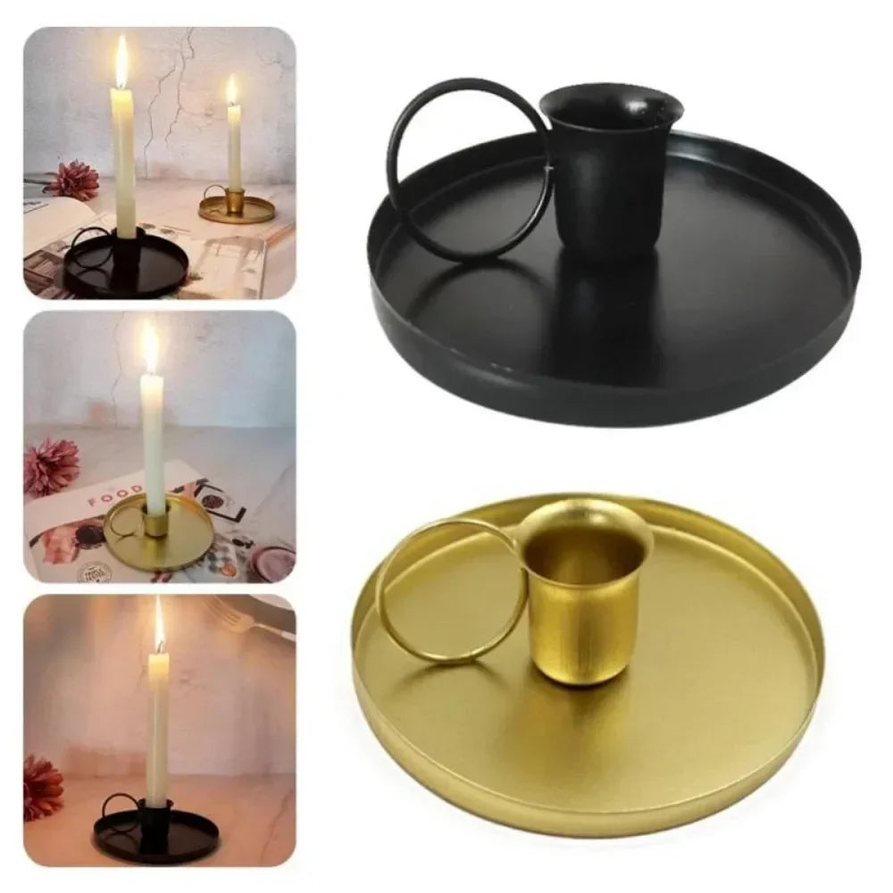 Castiçal de Metal com Alça Portátil para Mesa e Decoração Lenogue