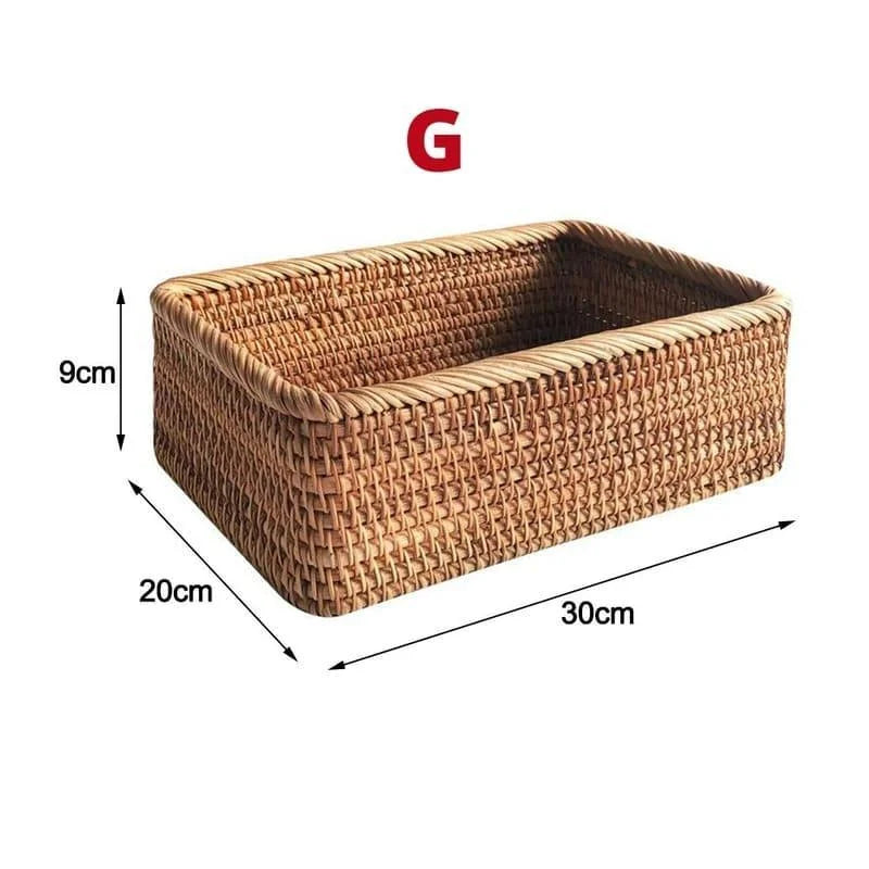 Cesto Organizador de Palha Rattan Feito à Mão para Decoração Natural Lenogue g (30 x 20 9cm)