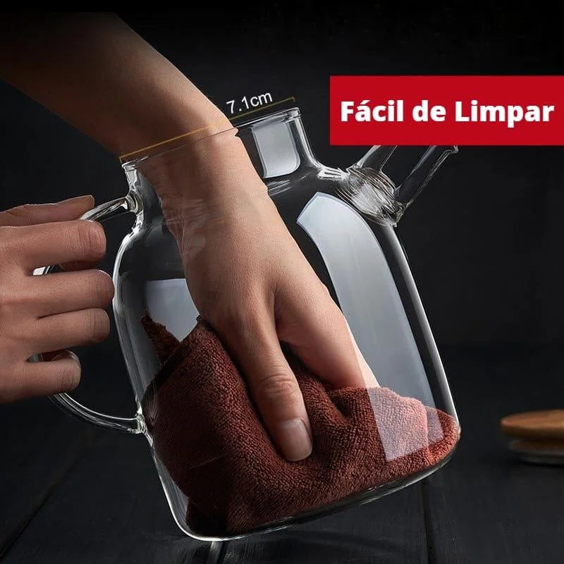 Chaleira de Vidro Borossilicato com Tampa Bambu para Chá Lenogue