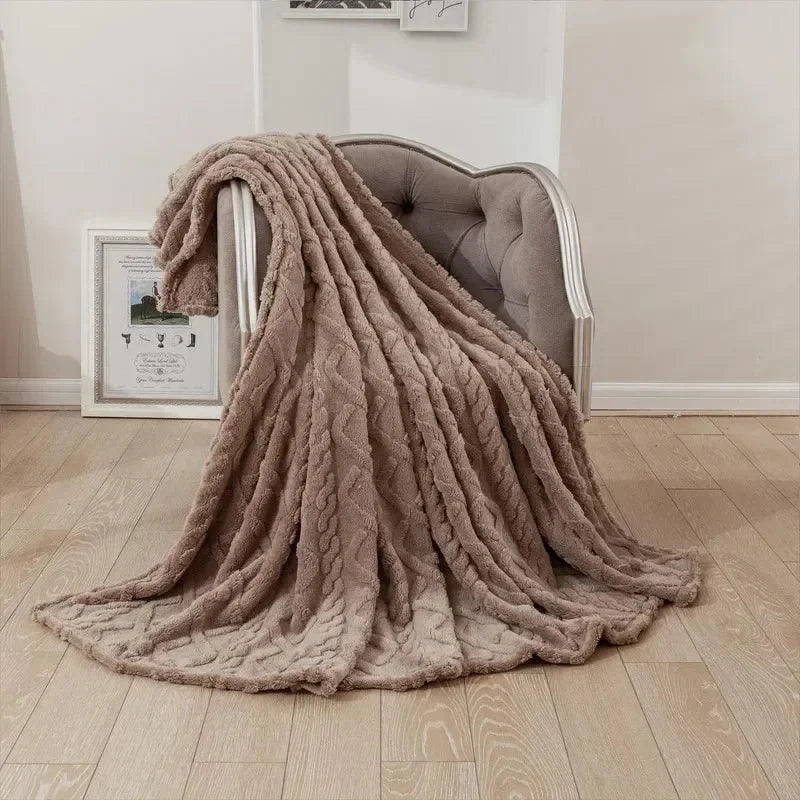 Cobertor Retangular de Microfibra Jacquard para Decoração Sofá Lenogue Marrom Escuro / 70 x 100 Cm