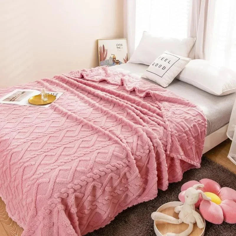 Cobertor Retangular de Microfibra Jacquard para Decoração Sofá Lenogue