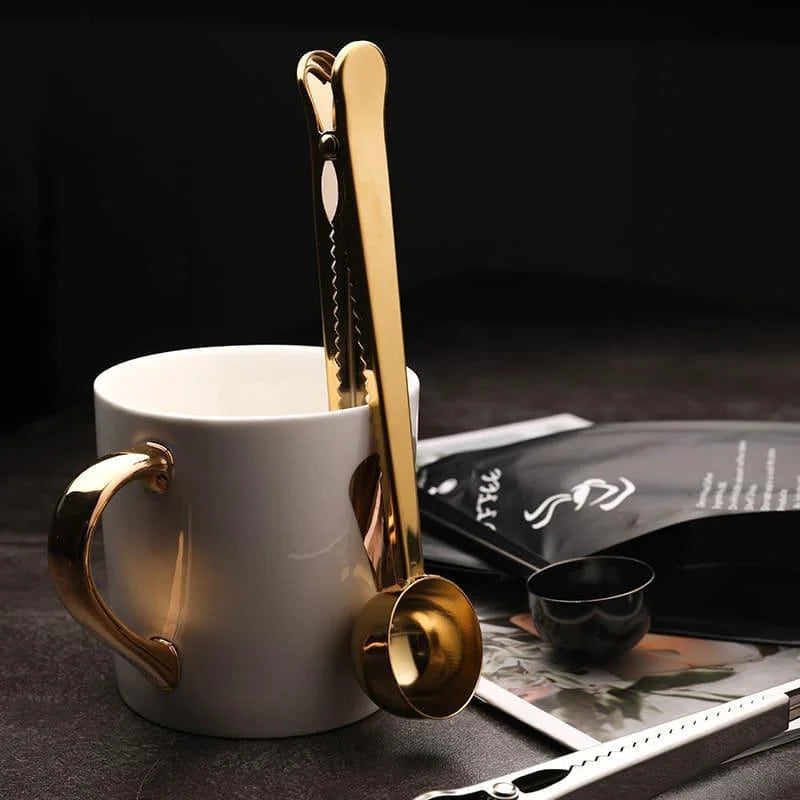 Colher Multifuncional para Café Inox com Prendedor de Embalagem Lenogue