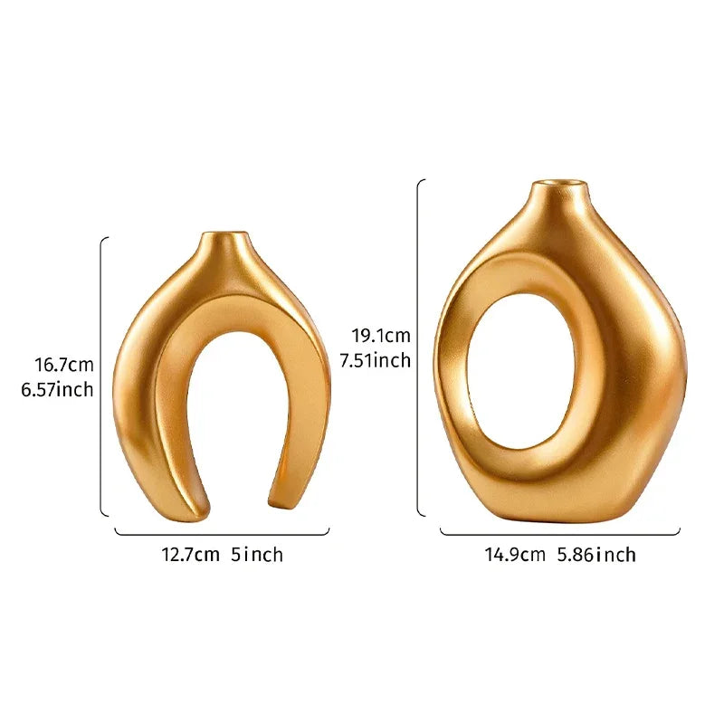 Conjunto com 2 Vasos Decorativos de Casal para Sala e Mesa Lenogue