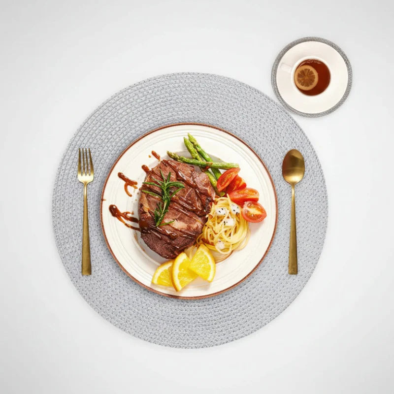 Conjunto de Jogo Americano 6 Peças para Mesa Jantar Lenogue Cinza