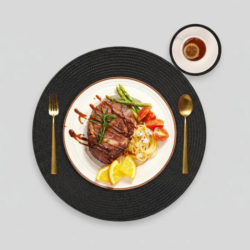 Conjunto de Jogo Americano 6 Peças para Mesa Jantar Lenogue Preto