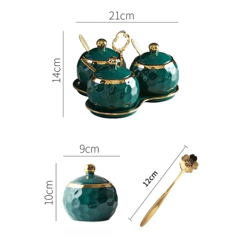 Conjunto de Potes Cerâmica Açucareiro e Saleiro Branco para Cozinha Lenogue
