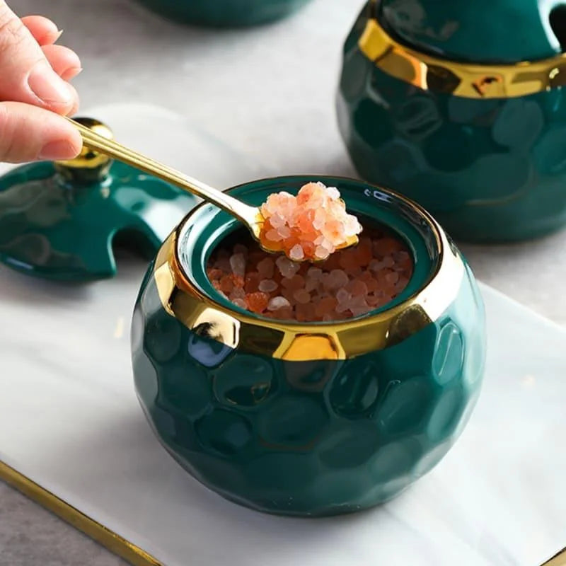 Conjunto de Potes Cerâmica Açucareiro e Saleiro Branco para Cozinha Lenogue