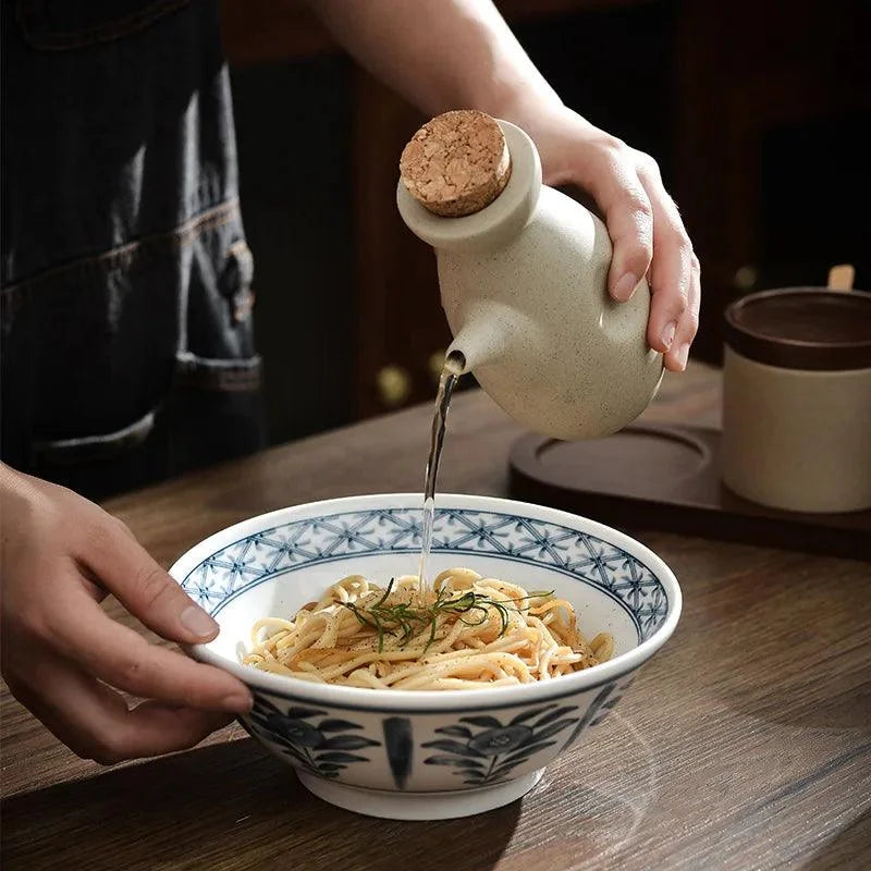 Conjunto de Potes para Temperos Cerâmica Branca Organizador Cozinha Lenogue - 3 Peças