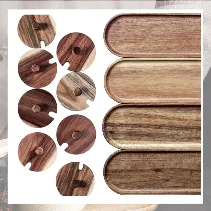 Conjunto de Potes Vidro Tampa Madeira para Organizar Cozinha Lenogue