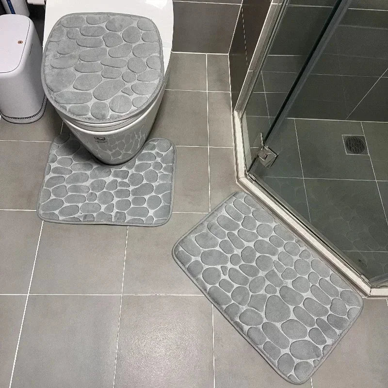 Conjunto de Tapetes Antiderrapantes 3 Peças para Banheiro Absorvente Lenogue