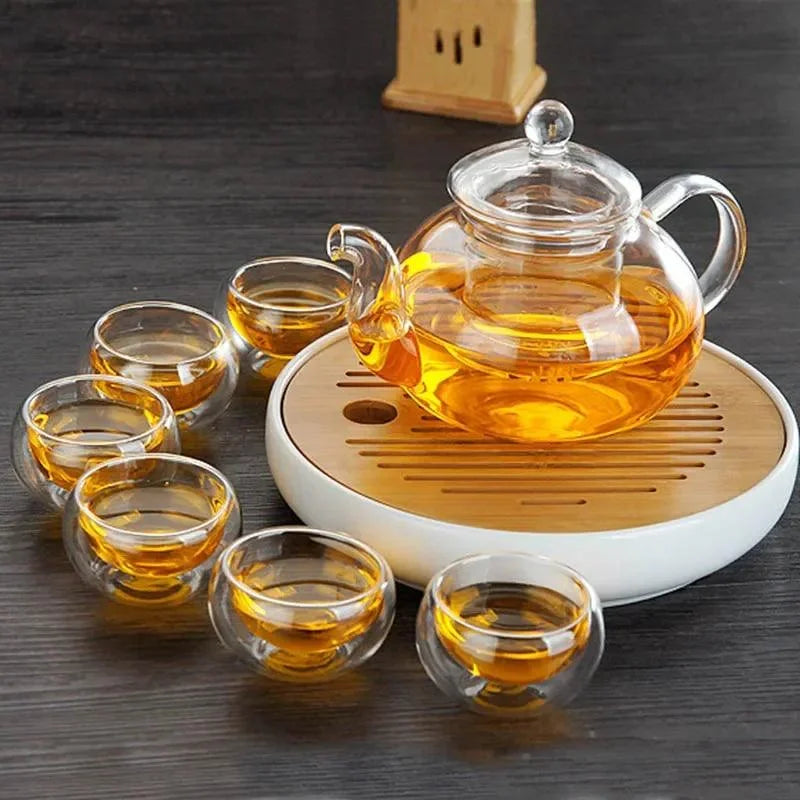 Conjunto de Xícaras Chá Vidro para Cerimônia Kung Fu Lenogue - 600ml