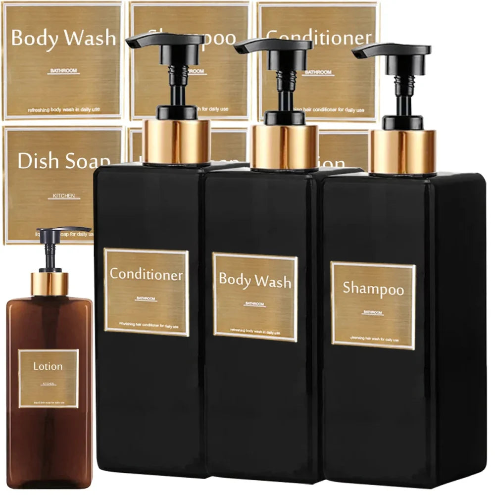 Conjunto Dispenser Refilável para Sabonete e Shampoo Lenogue