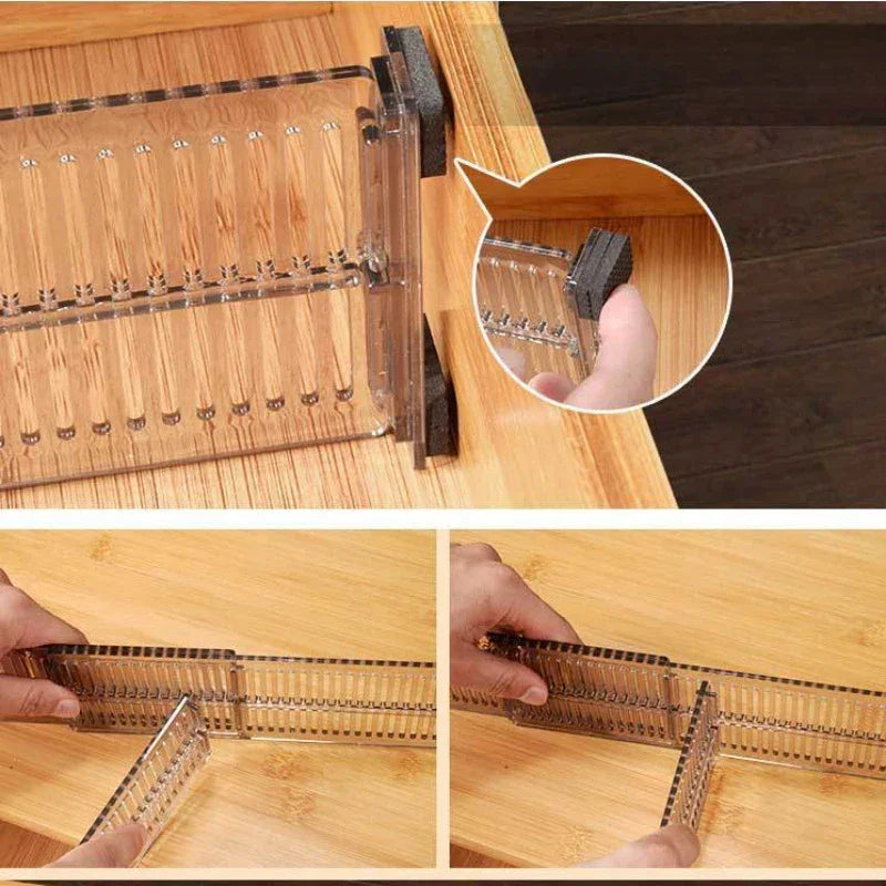 Conjunto Organizador de Gavetas Acrílico Reguláveis 2 Peças Lenogue