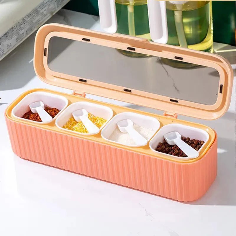 Conjunto Organizador de Temperos com Caixa e Garrafa para Cozinha Lenogue Rosa