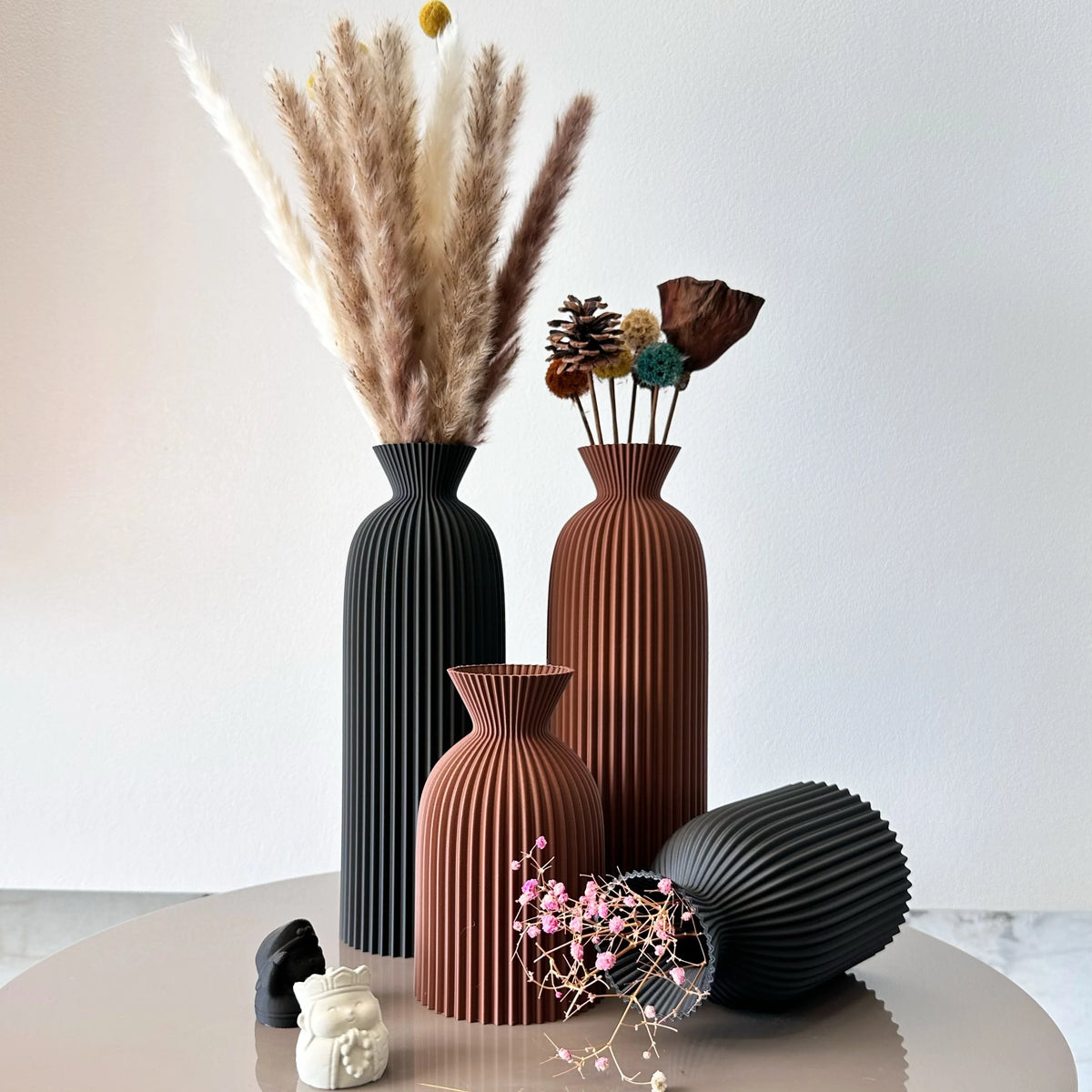 Conjunto Vaso de Arte Élégance Design Ondulado Lenogue
