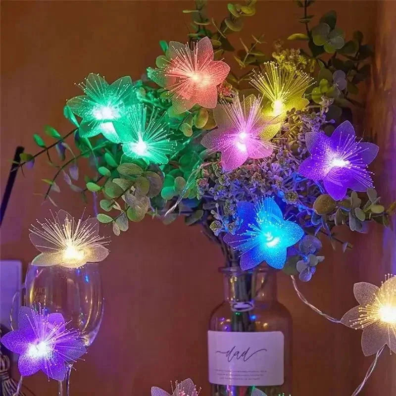 Cordão de Luz Led Decorativo com Flores para Natal Lenogue Multicolorido / 2 Metros (10leds)