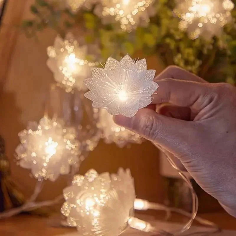 Cordão de Luz Led Decorativo com Flores para Natal Lenogue