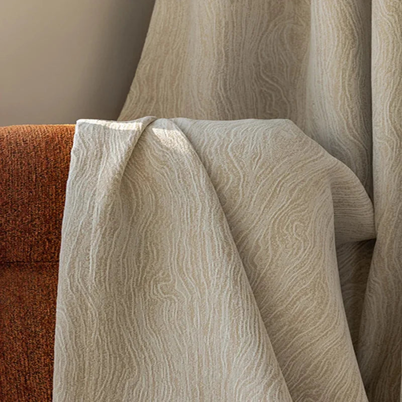 Cortina Blackout Jacquard Carvalho Listrado com Ilhós Lenogue