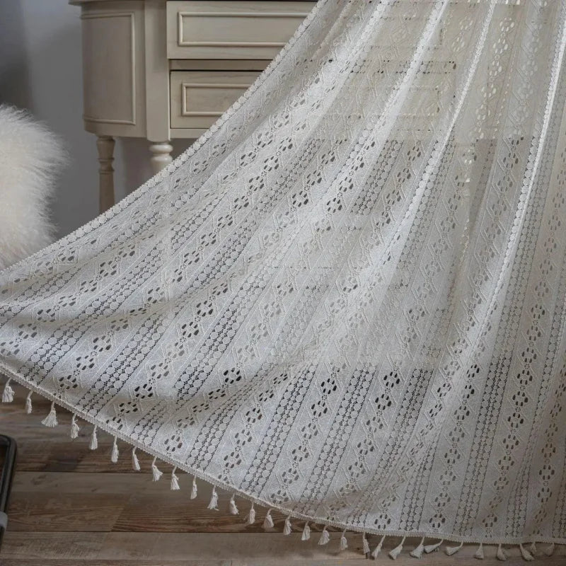 Cortina de Crochê Translúcida para Decoração Lenogue Mod. 02 / 150 x 100 Cm