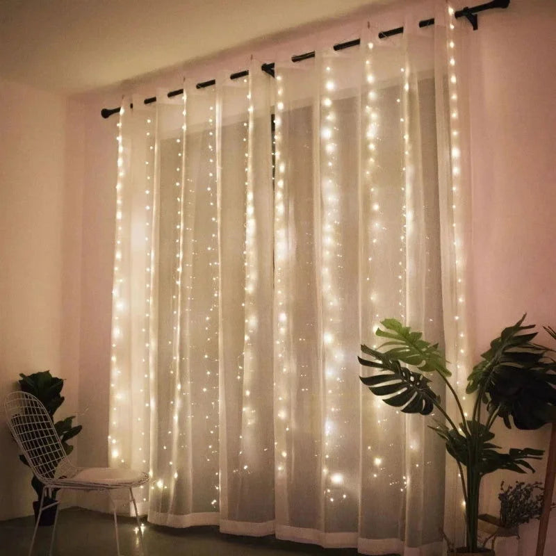 Cortina de Luzes Led Natalina para Decoração Lenogue Branco / 100 x 300 Cm (100 Led)
