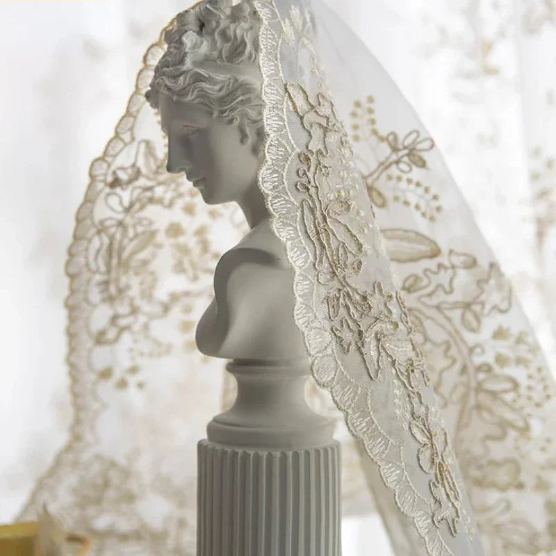 Cortina de Renda com Bordado Vazado para Sala e Quarto Lenogue