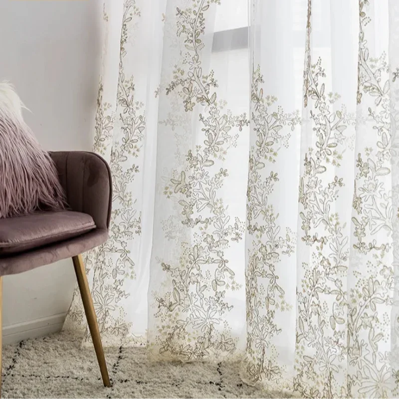 Cortina de Renda com Bordado Vazado para Sala e Quarto Lenogue